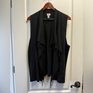 Chico’s Size Large/12 Ladies’ Black Vest With Fringe Tassels